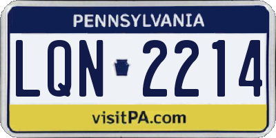 PA license plate LQN2214