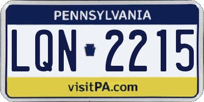 PA license plate LQN2215