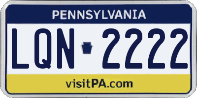 PA license plate LQN2222