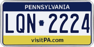 PA license plate LQN2224