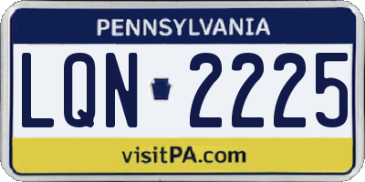 PA license plate LQN2225