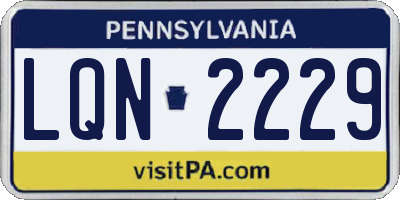 PA license plate LQN2229