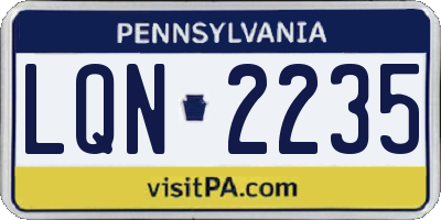 PA license plate LQN2235