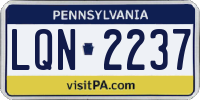 PA license plate LQN2237