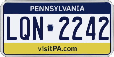 PA license plate LQN2242