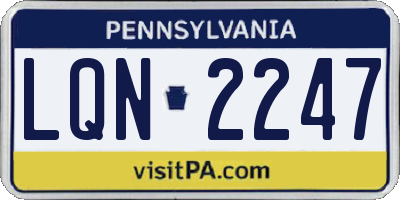 PA license plate LQN2247