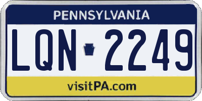 PA license plate LQN2249