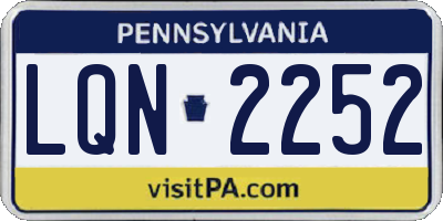 PA license plate LQN2252