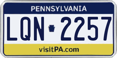 PA license plate LQN2257