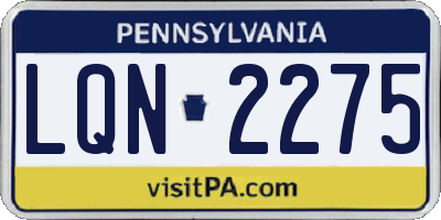 PA license plate LQN2275