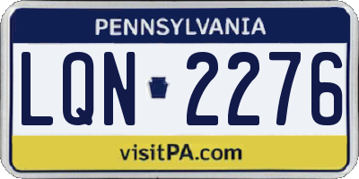 PA license plate LQN2276