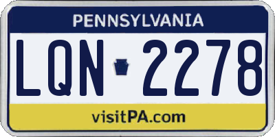 PA license plate LQN2278