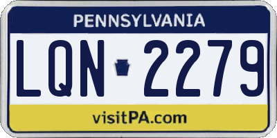 PA license plate LQN2279