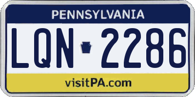 PA license plate LQN2286