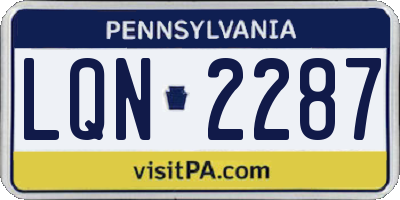 PA license plate LQN2287