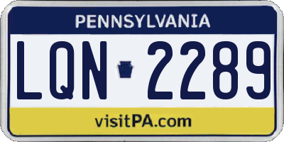 PA license plate LQN2289