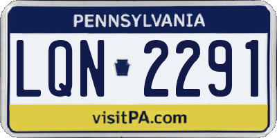 PA license plate LQN2291
