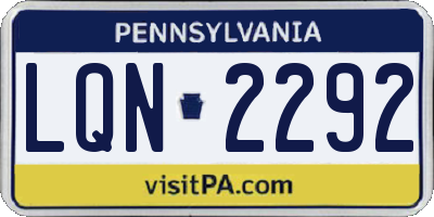 PA license plate LQN2292