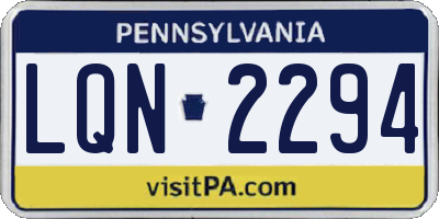 PA license plate LQN2294