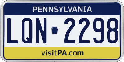 PA license plate LQN2298