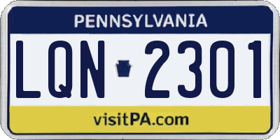 PA license plate LQN2301