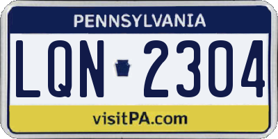 PA license plate LQN2304