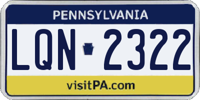 PA license plate LQN2322