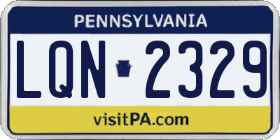 PA license plate LQN2329