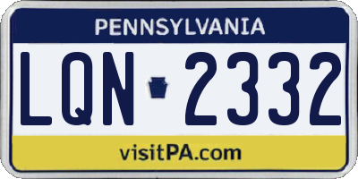 PA license plate LQN2332