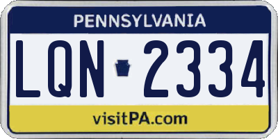 PA license plate LQN2334
