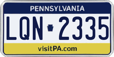 PA license plate LQN2335