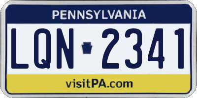 PA license plate LQN2341