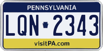 PA license plate LQN2343