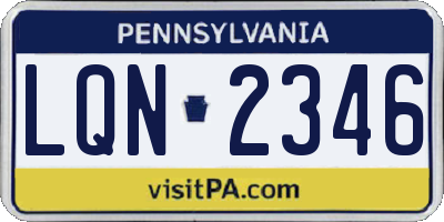 PA license plate LQN2346