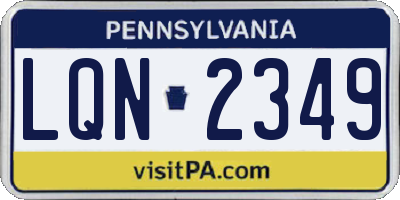 PA license plate LQN2349