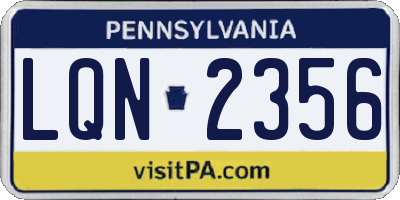 PA license plate LQN2356
