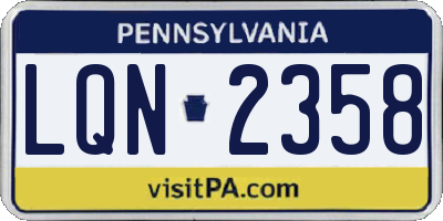 PA license plate LQN2358