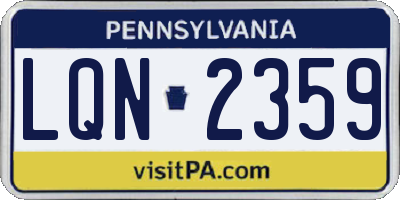 PA license plate LQN2359