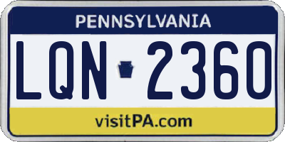PA license plate LQN2360