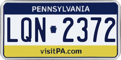 PA license plate LQN2372