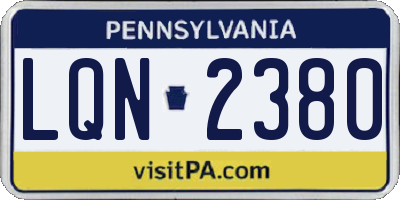 PA license plate LQN2380