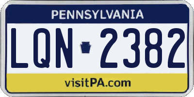 PA license plate LQN2382