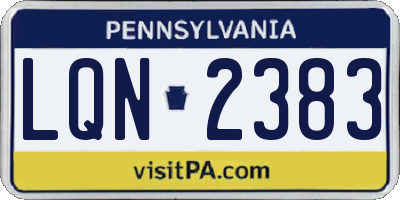 PA license plate LQN2383