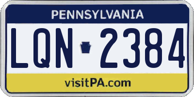 PA license plate LQN2384