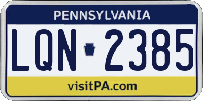 PA license plate LQN2385