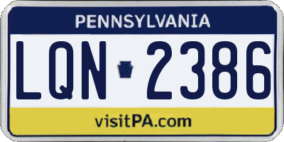 PA license plate LQN2386