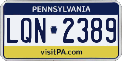 PA license plate LQN2389