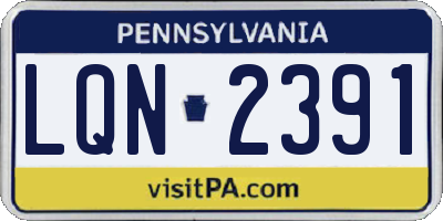 PA license plate LQN2391