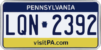 PA license plate LQN2392