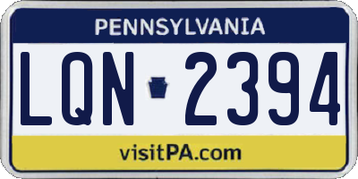 PA license plate LQN2394